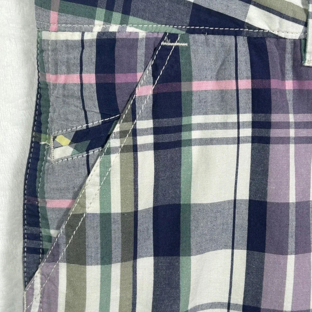 American Eagle Outfitters Plaid Shorts Womens 16 Purple Green Pink Cotton - Picture 8 of 8